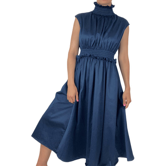 Gregory royal blue high neck dress | size 8-10 Made in NZ