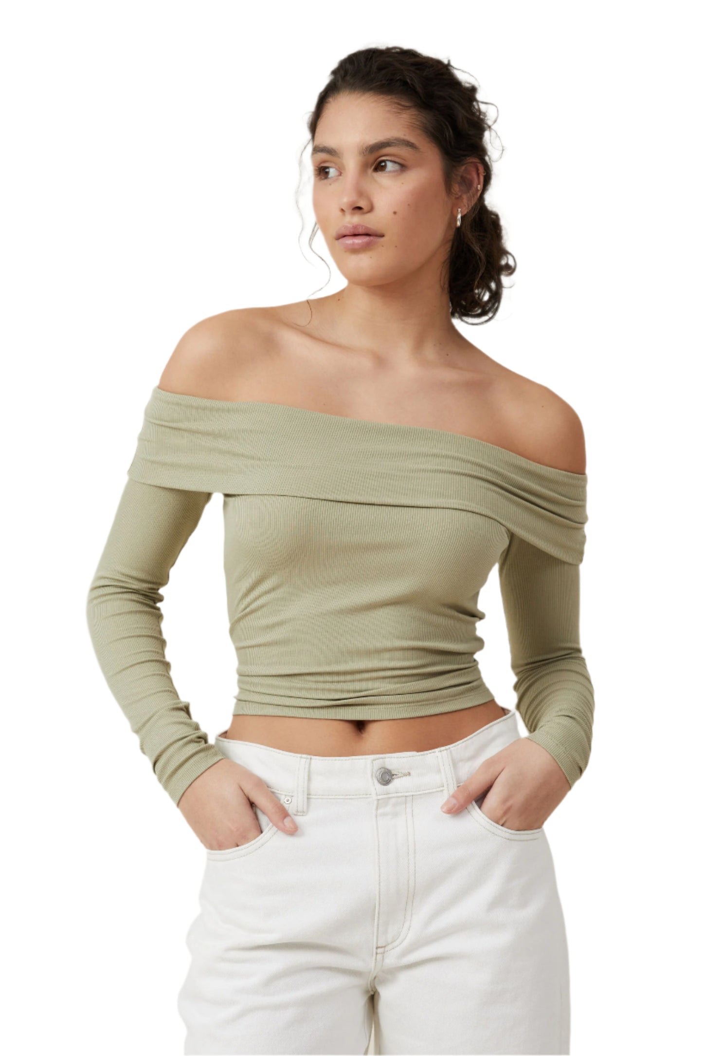 BNWT - Cotton On Staple Rib off Shoulder Long Sleeve top | size 10