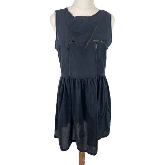 Lonely Hearts black cotton + silk smock dress | size 8