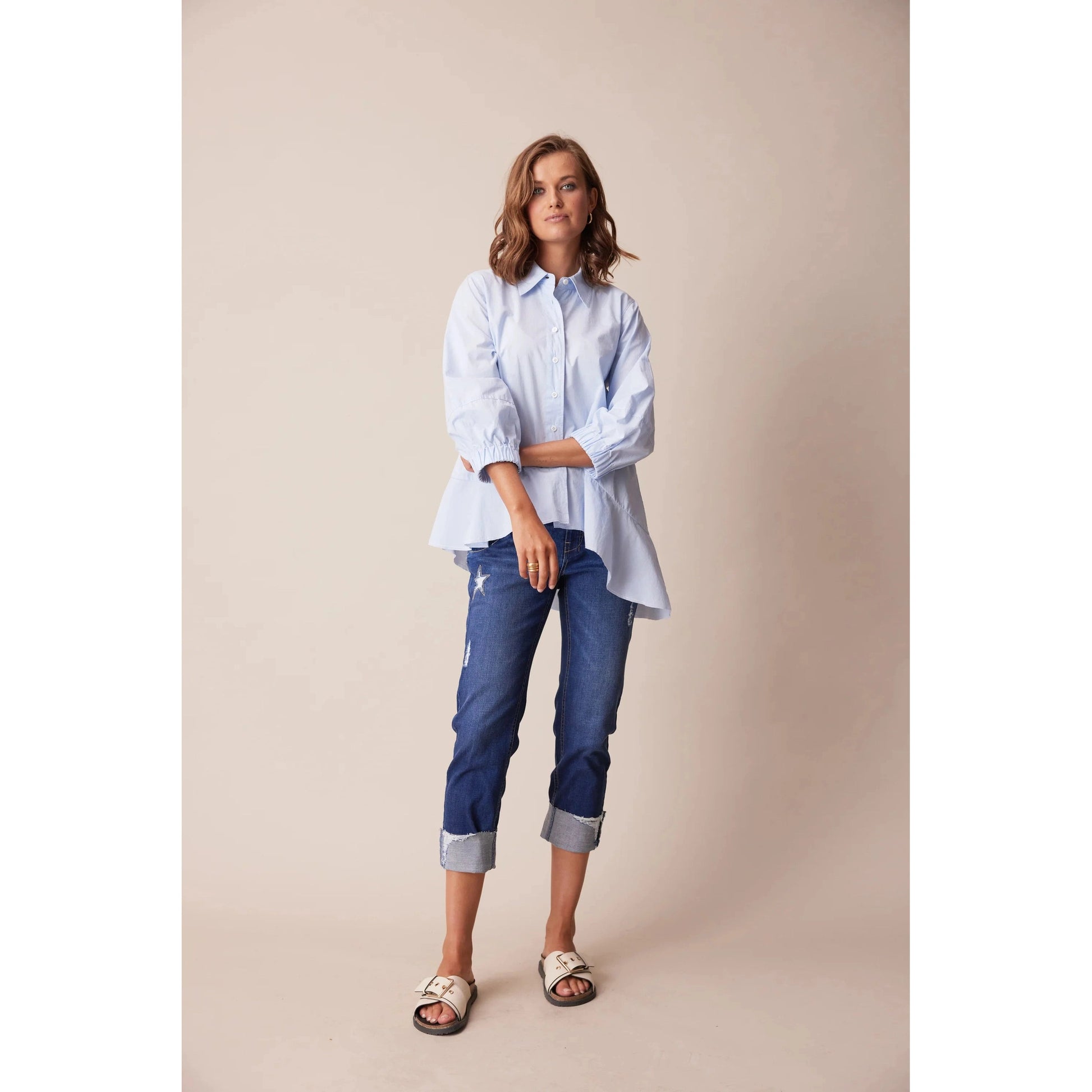 Lania The Label blue cotton shirt | size 14