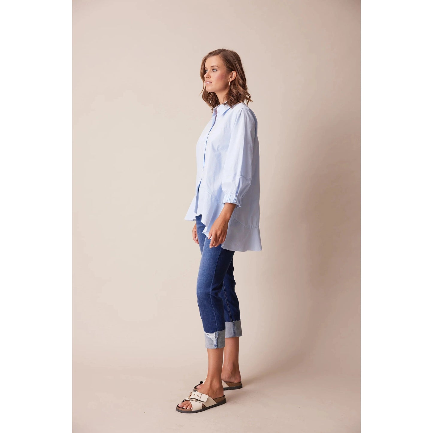 Lania The Label blue cotton shirt | size 14