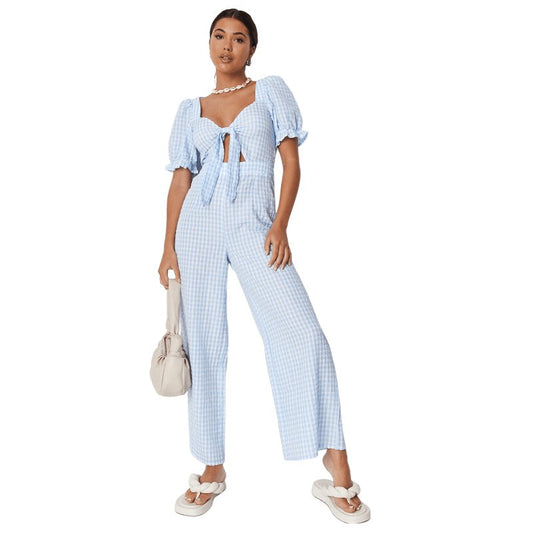 Missguided gingham tie jumpsuit | size 12