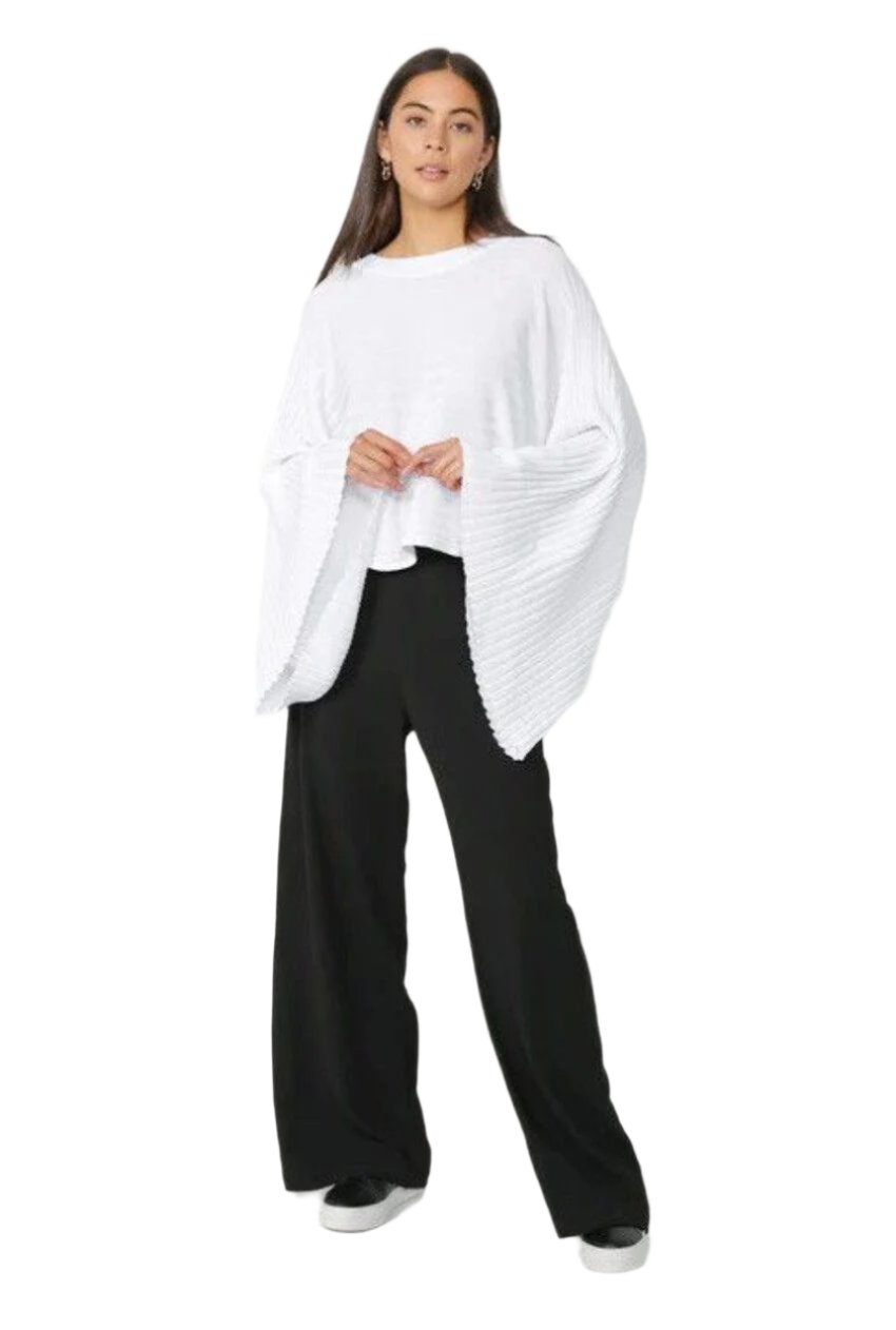 Moochi white rib poncho top | one size