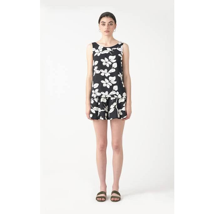 Ruby black tank and shorts w white flowers | size 8 | co-ord