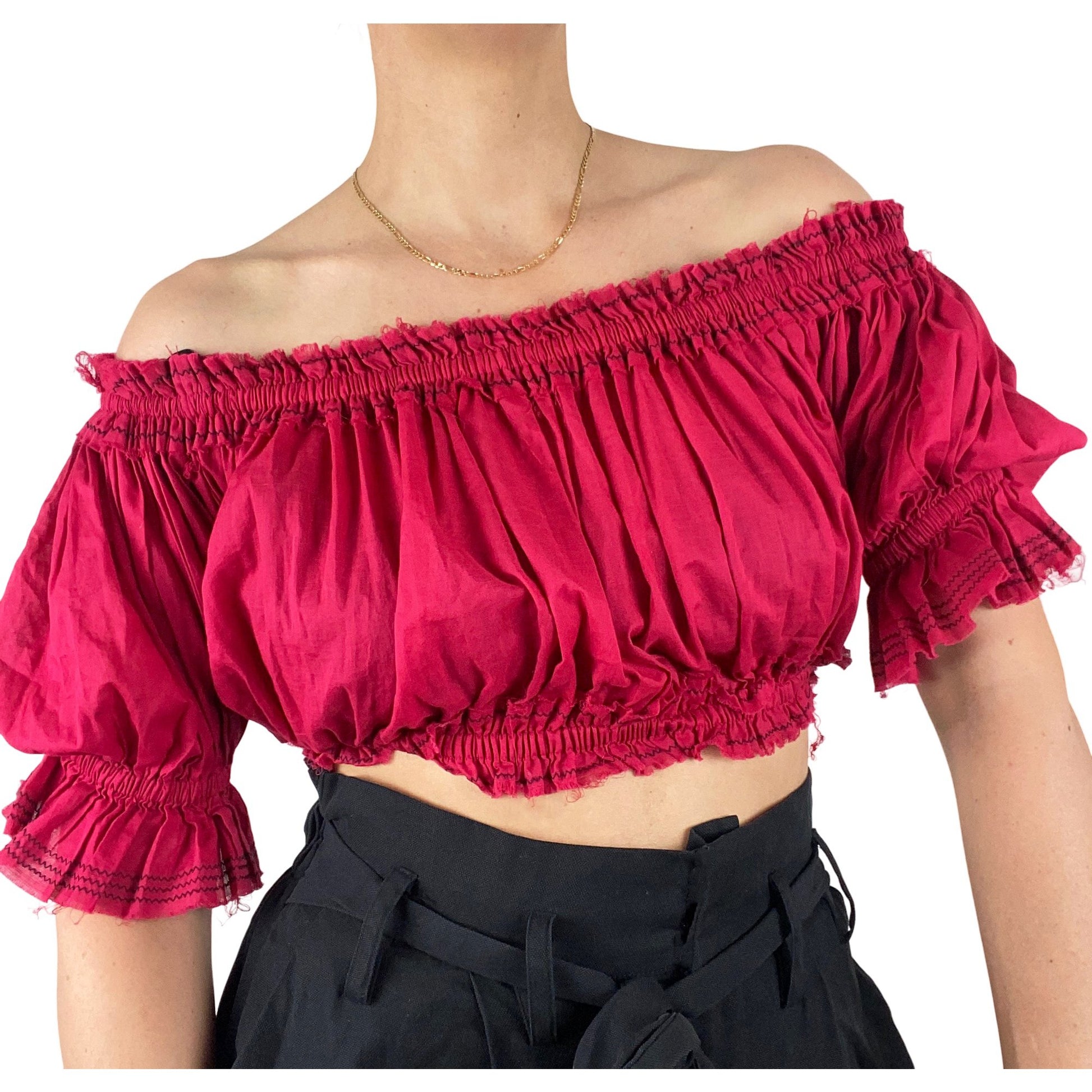 AJE off-the-shoulder red crop top | size 8