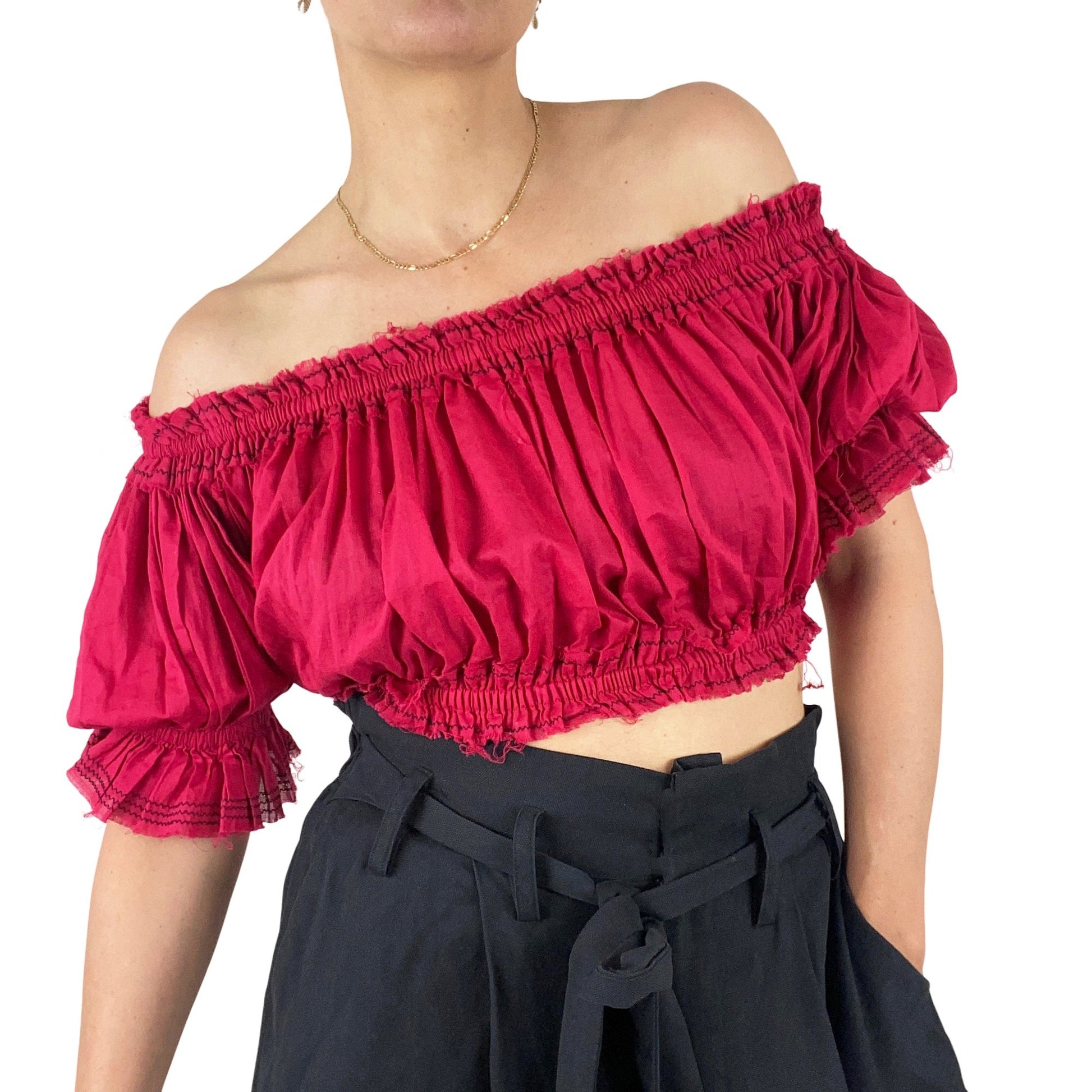 AJE off-the-shoulder red crop top | size 8