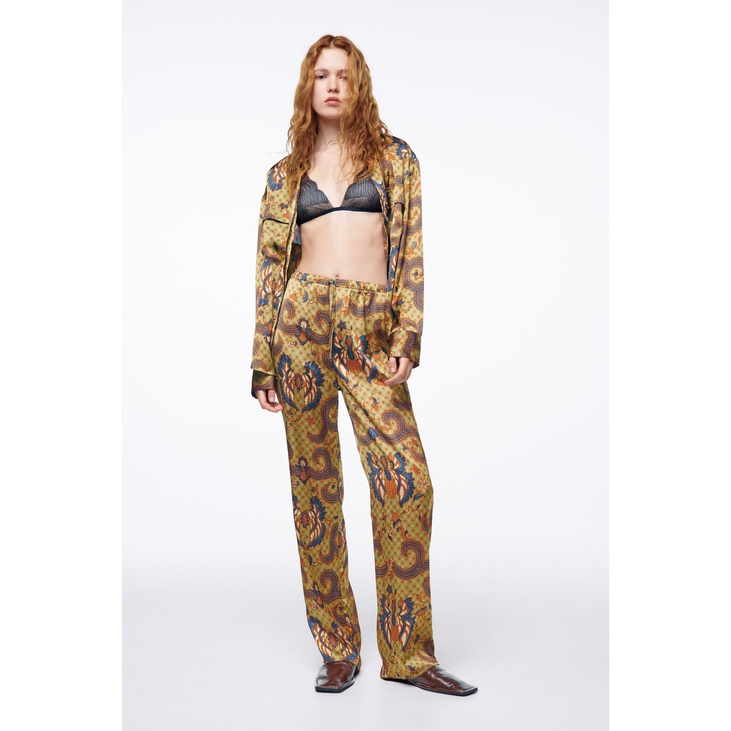 Zara printed wideleg pants | size 8