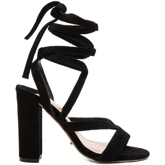 Tony Bianco Black Suede tie-up heels | size 6 1/2