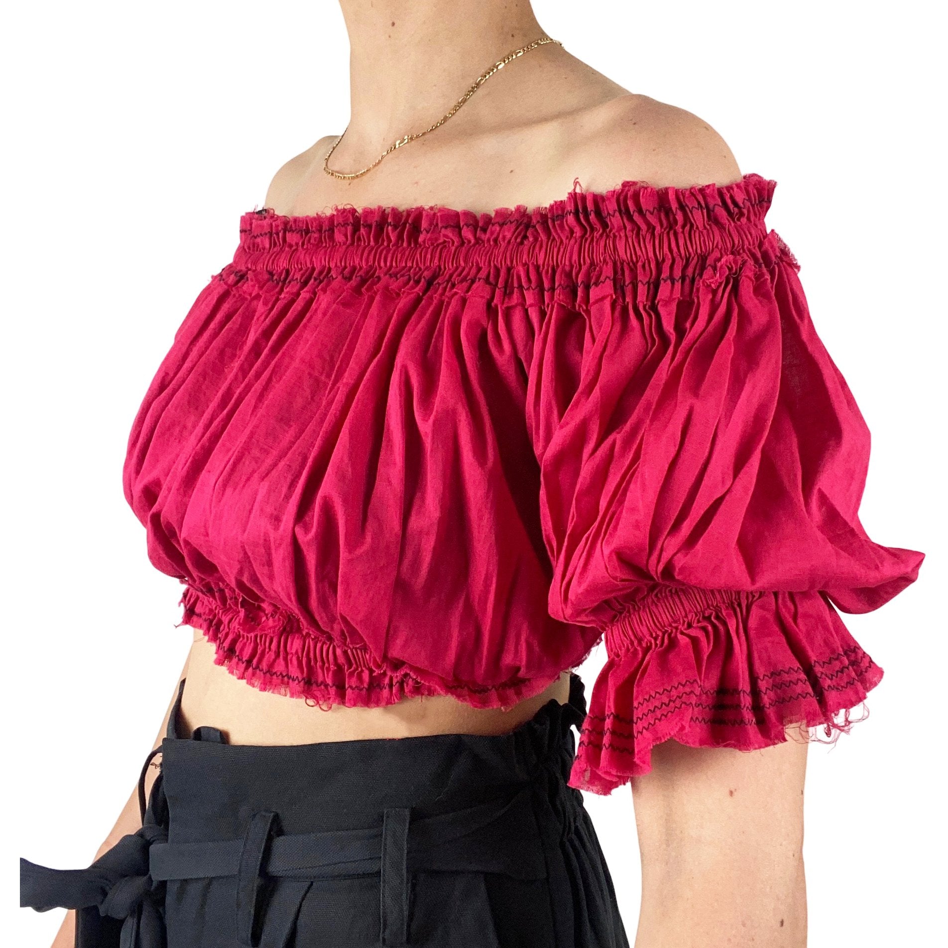 AJE off-the-shoulder red crop top | size 8