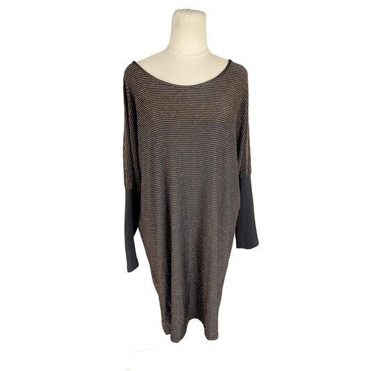 Augustine black and bronze stripe dress | size 14