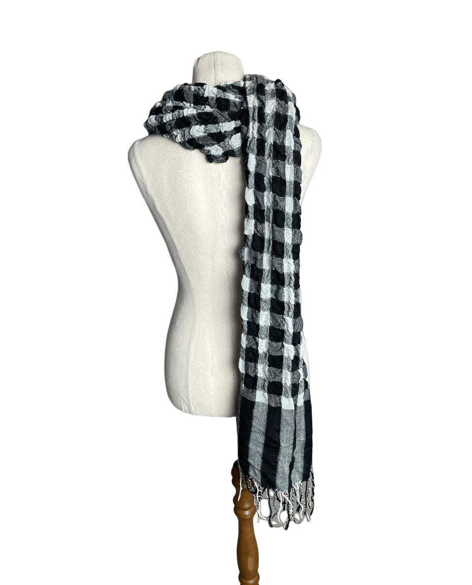 Black and white gingham scarf