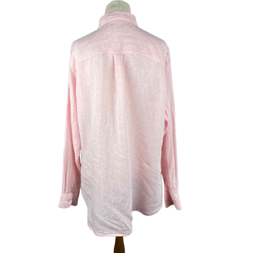 Camilla longline linen pink shirt | size 12-14