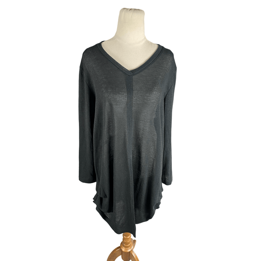 Cashews black longline top with front split | size 16