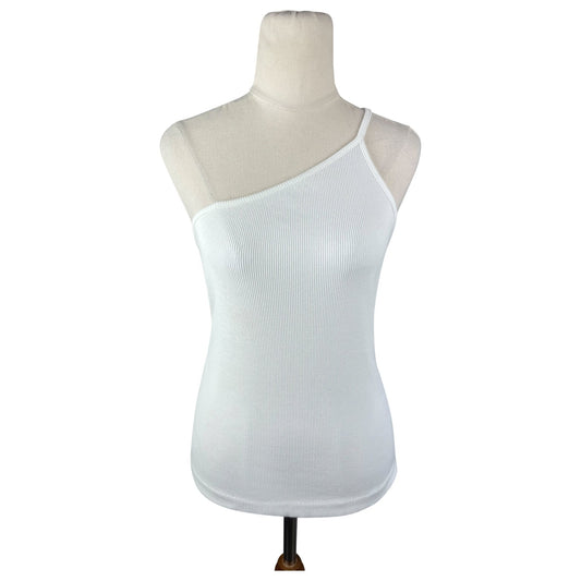 Country Road white one shoulder ribbed top | size 8