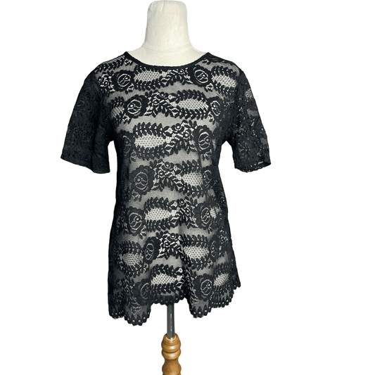 Curate by Trelise Cooper black lace top | size 8-10