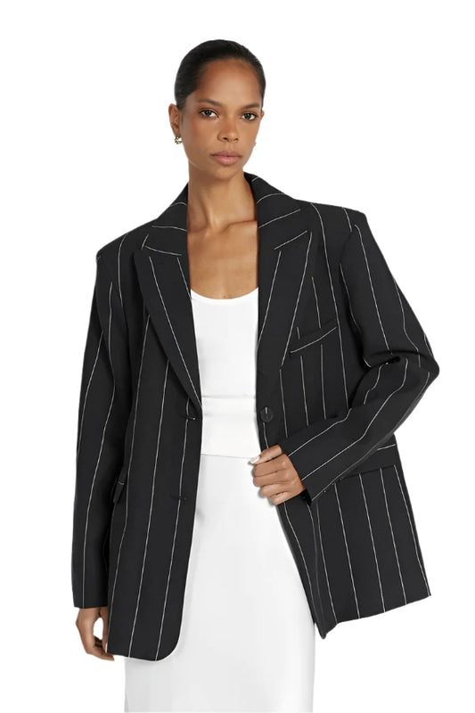 DISSH pin stripe linen + cotton blazer | size 12