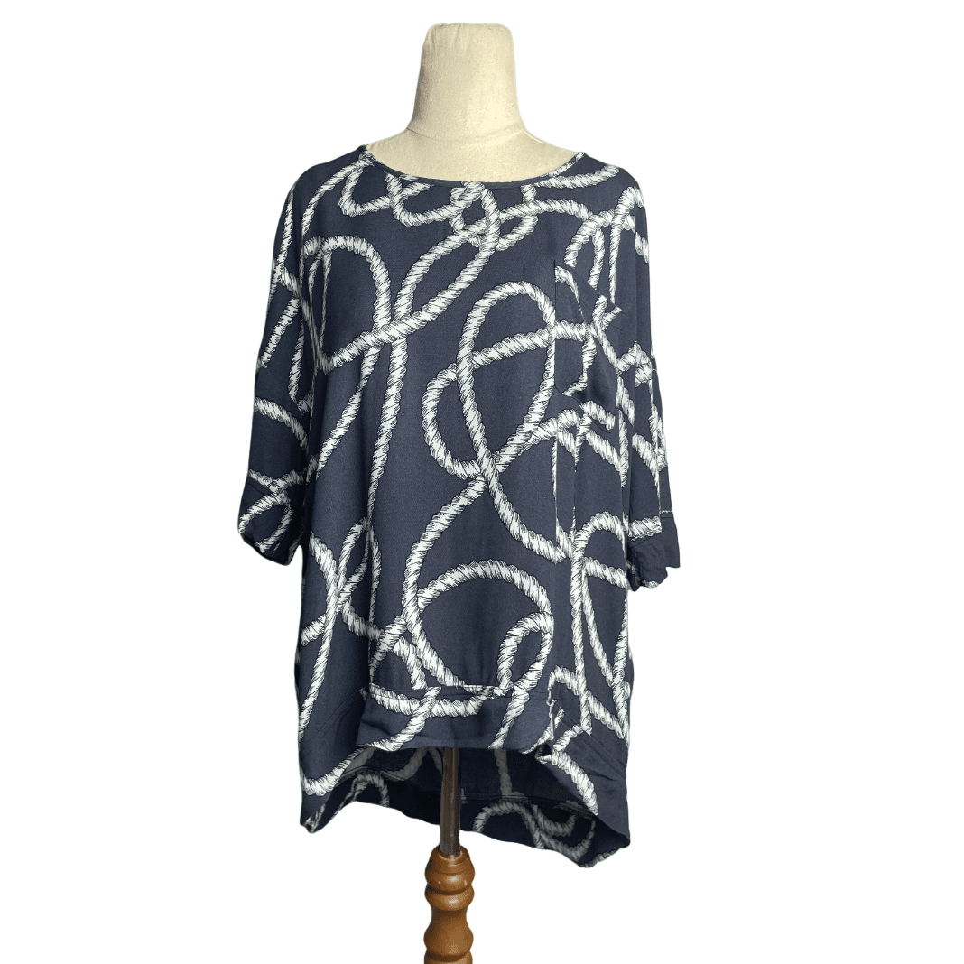 Decjuba grey rope print blouse | size 10-12