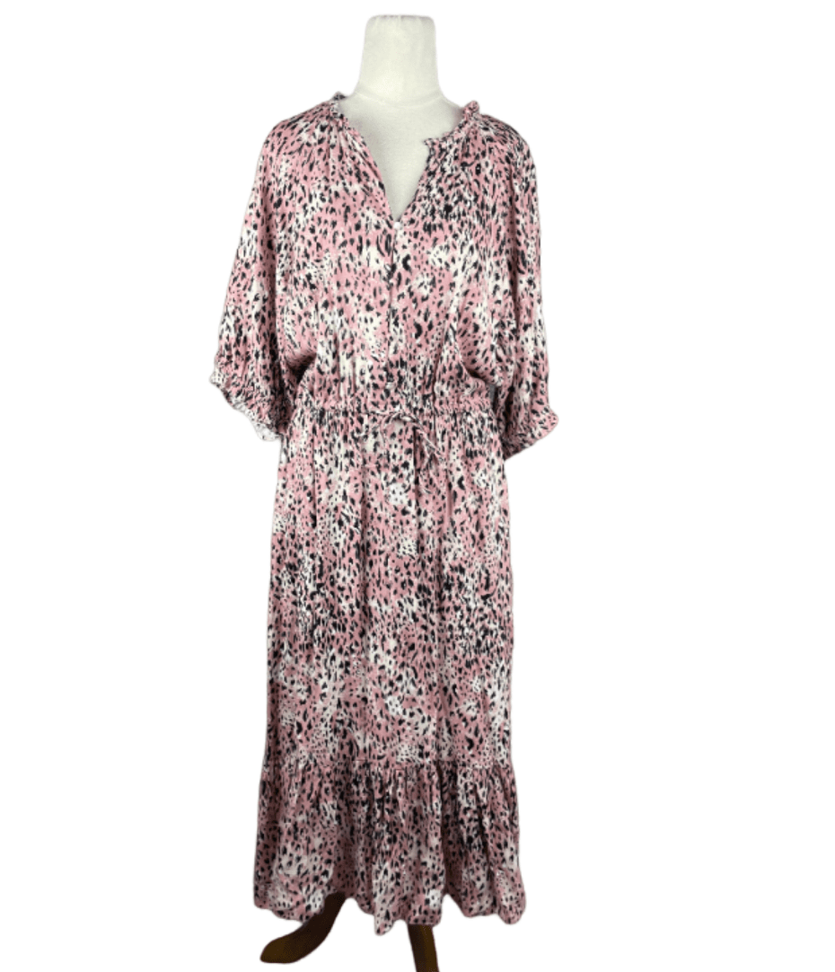 Decjuba pink leopard print dress | size 14