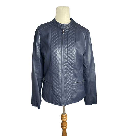 Ella J indigo faux leather jacket | size 10