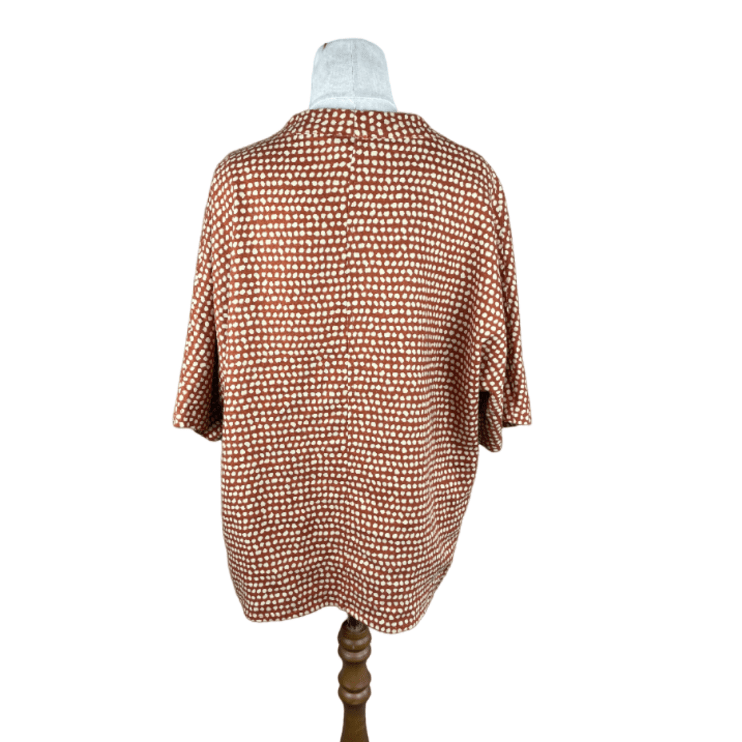 Emerge linen blend orange spot blouse | size 14