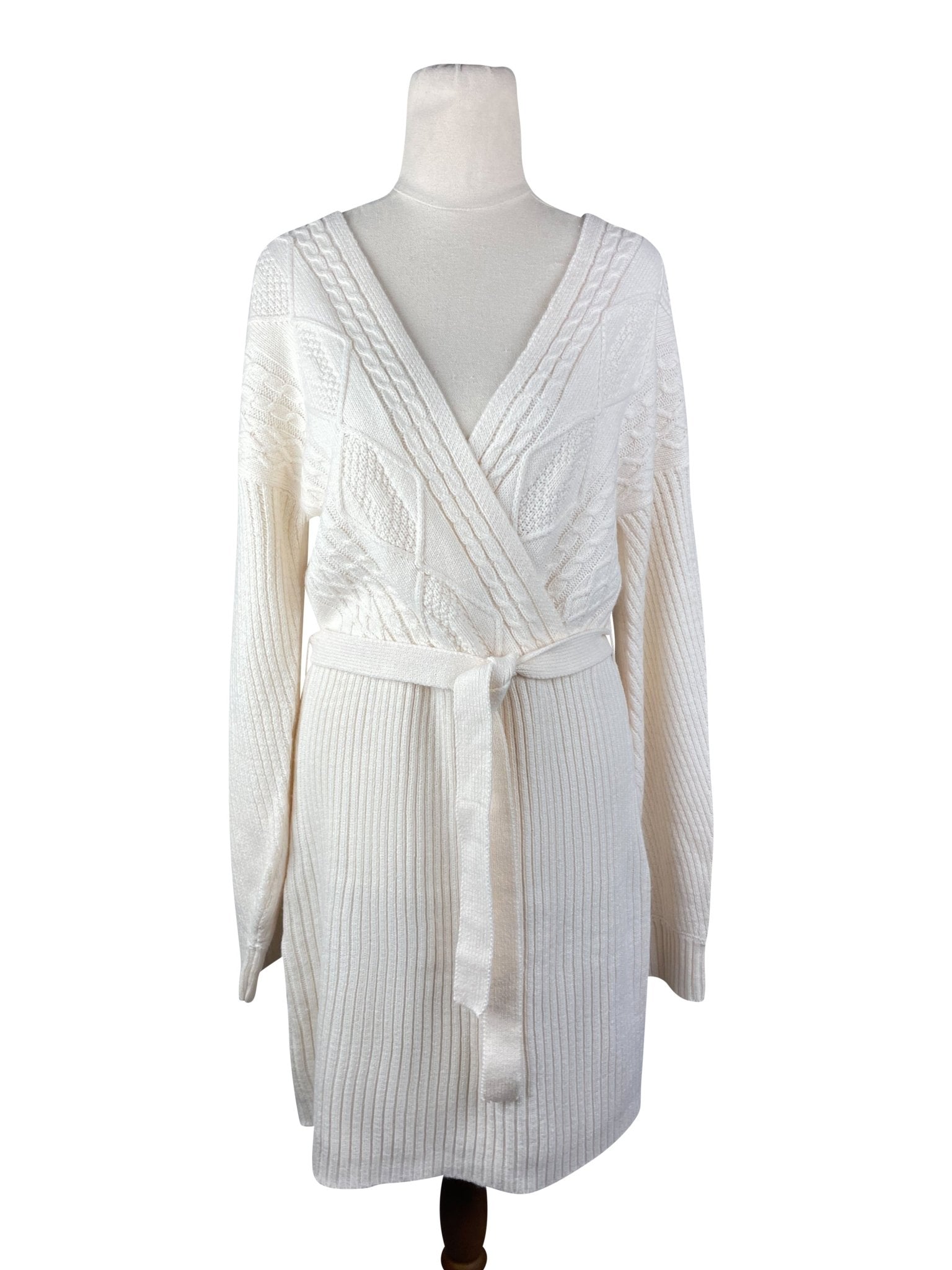 Forever 21 cream knit wrap dress | size 12-14
