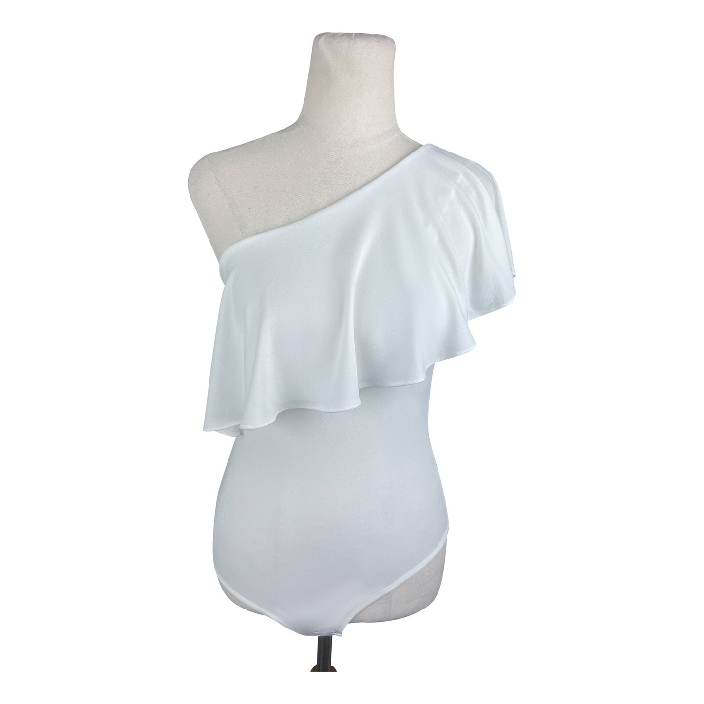 Forever New white ruffle off shoulder bodysuit | size 6-8