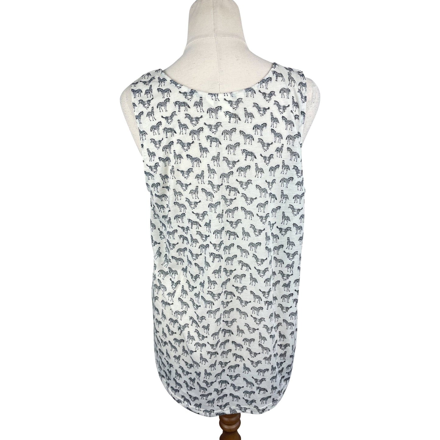 H&M white vest top w zebra print | size 10-12