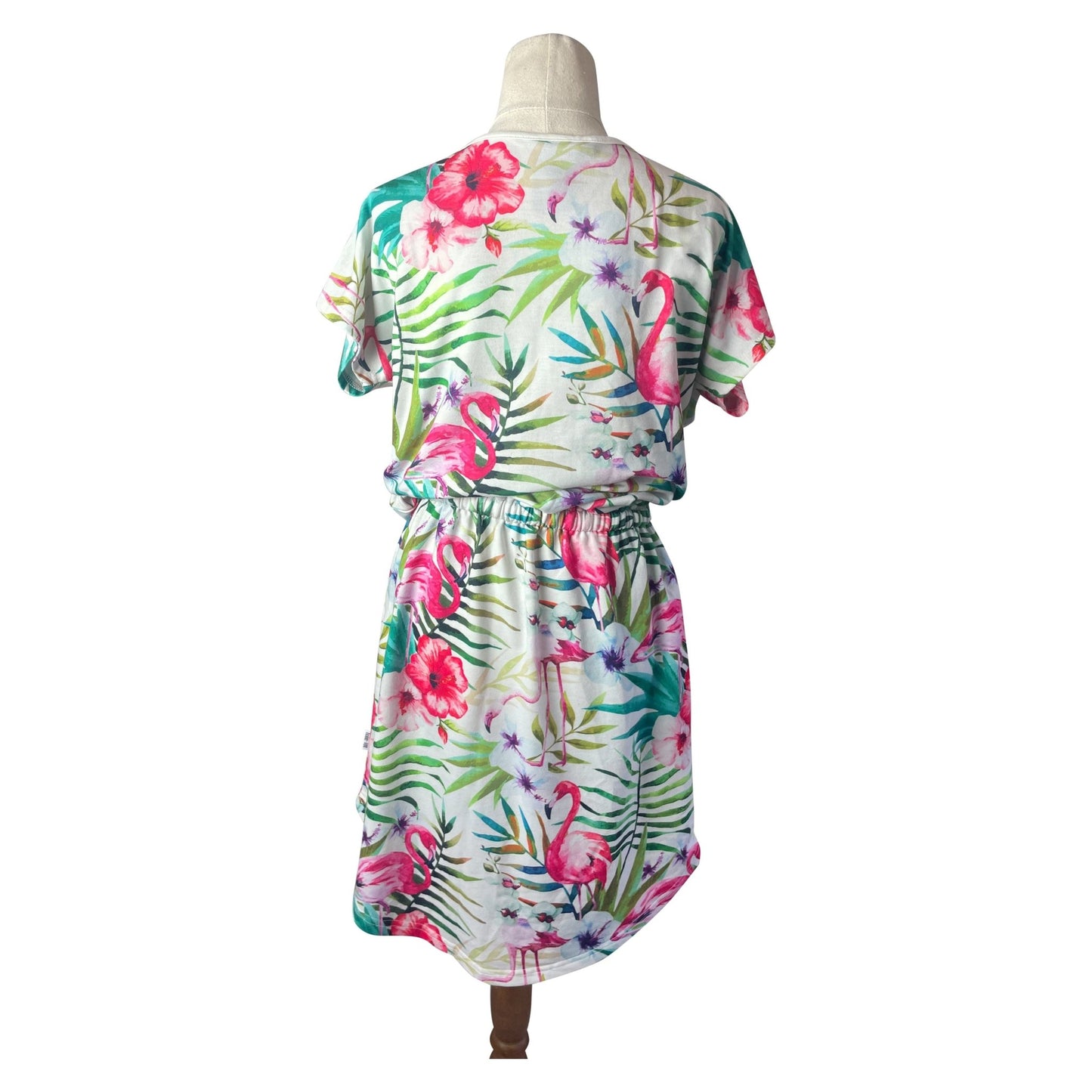 Home-Lee multi coloured tropical print dress w drawstring waist | size 8