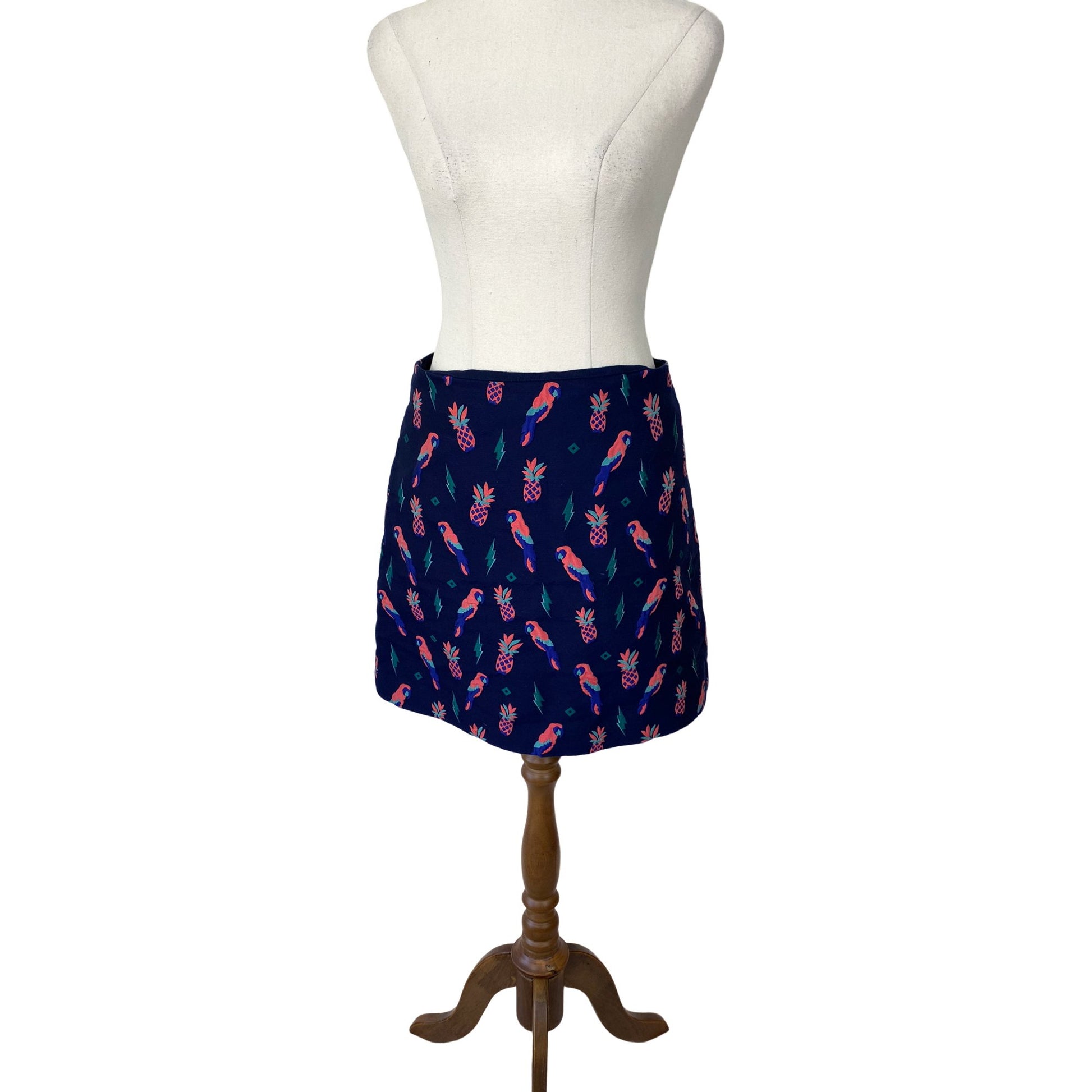 MARCS navy parrot mini skirt | size 8