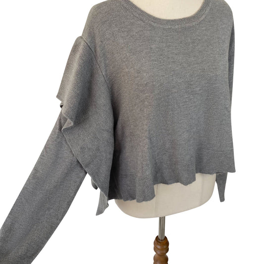 Zara grey frill sleeve jumper | size medium