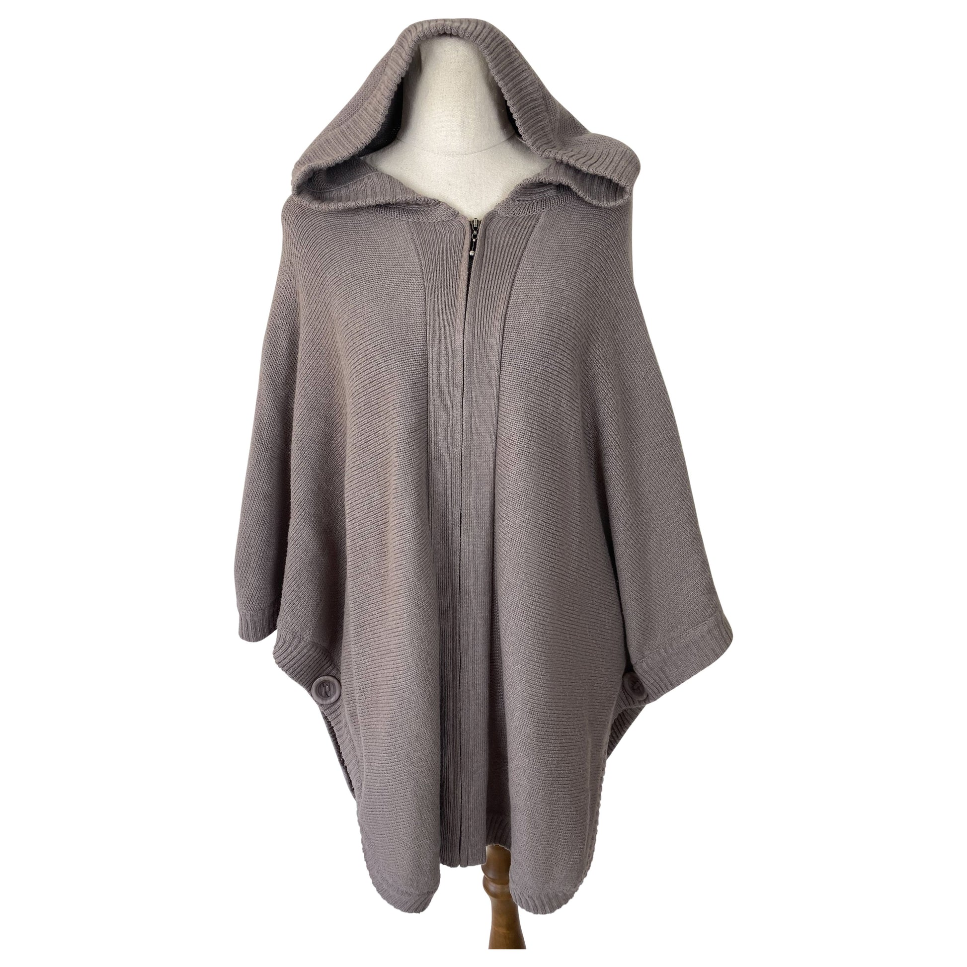 Seduce cashmere, wool + linen blend oversized zip cape | size 12-18 one size