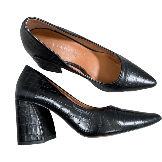 Mi Piaci black leather heels | size 7 or EU 38