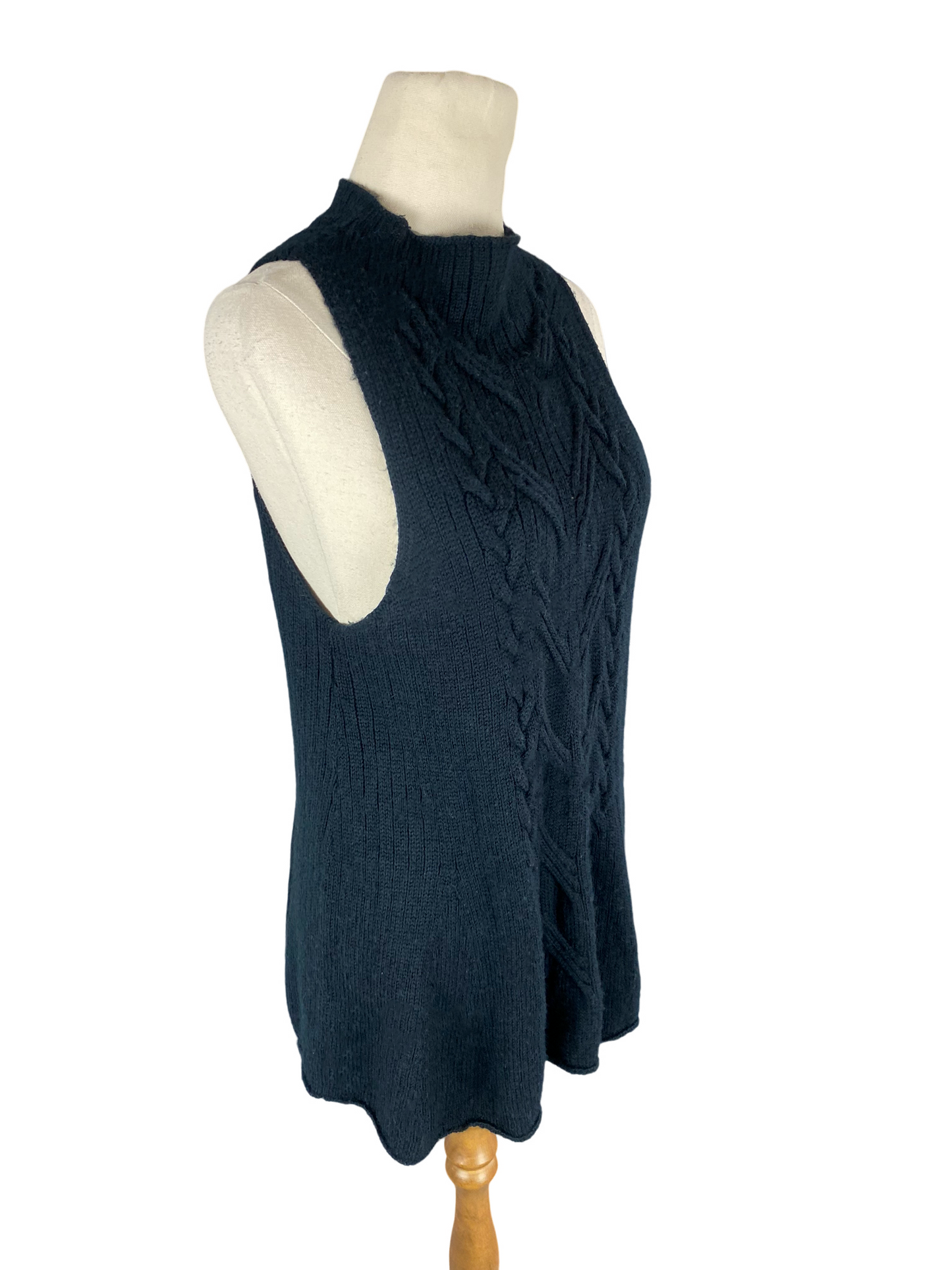 sass & bide black wool cable sleeveless top | size small