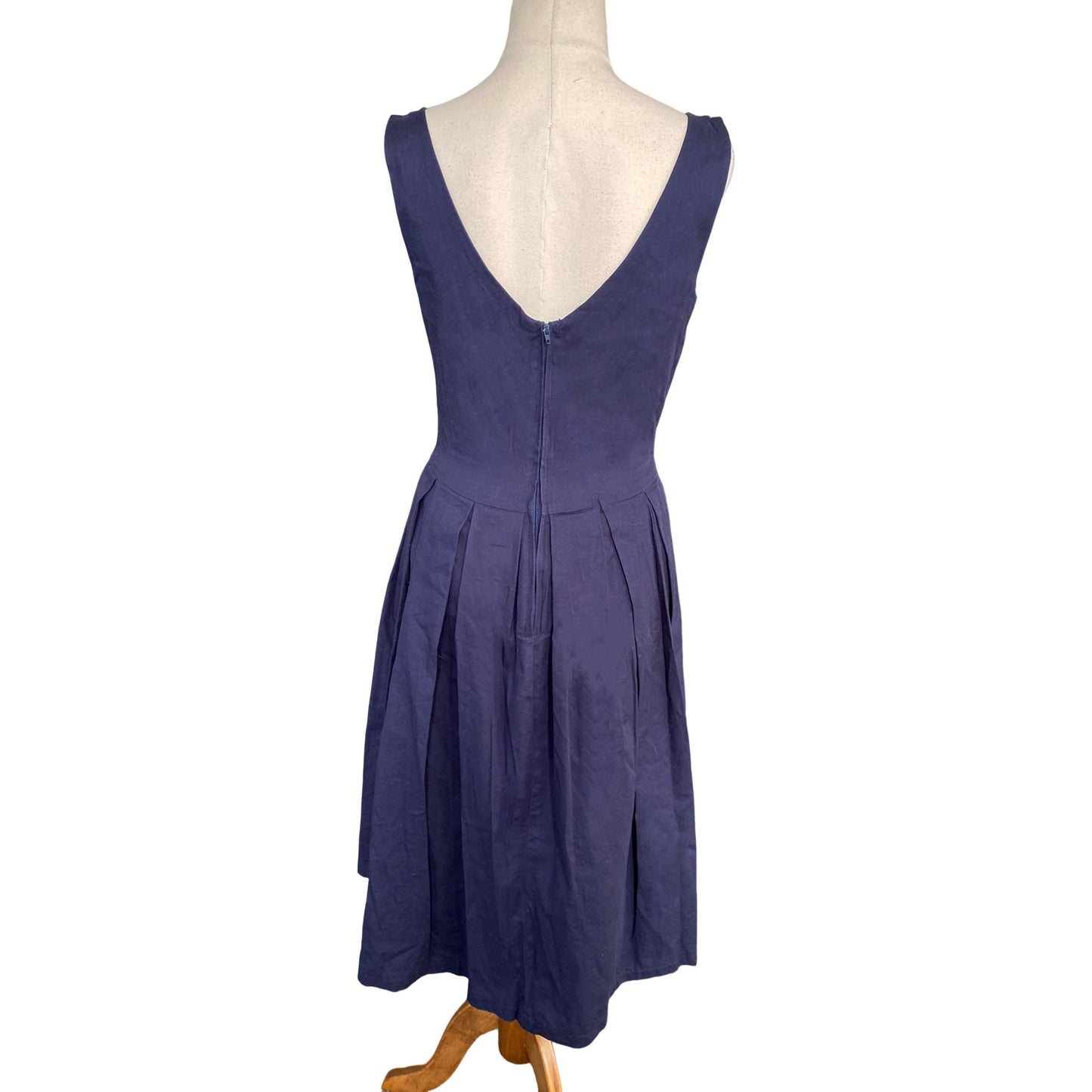 Lindy Bop Navy Pleated Midi Dress | size 10