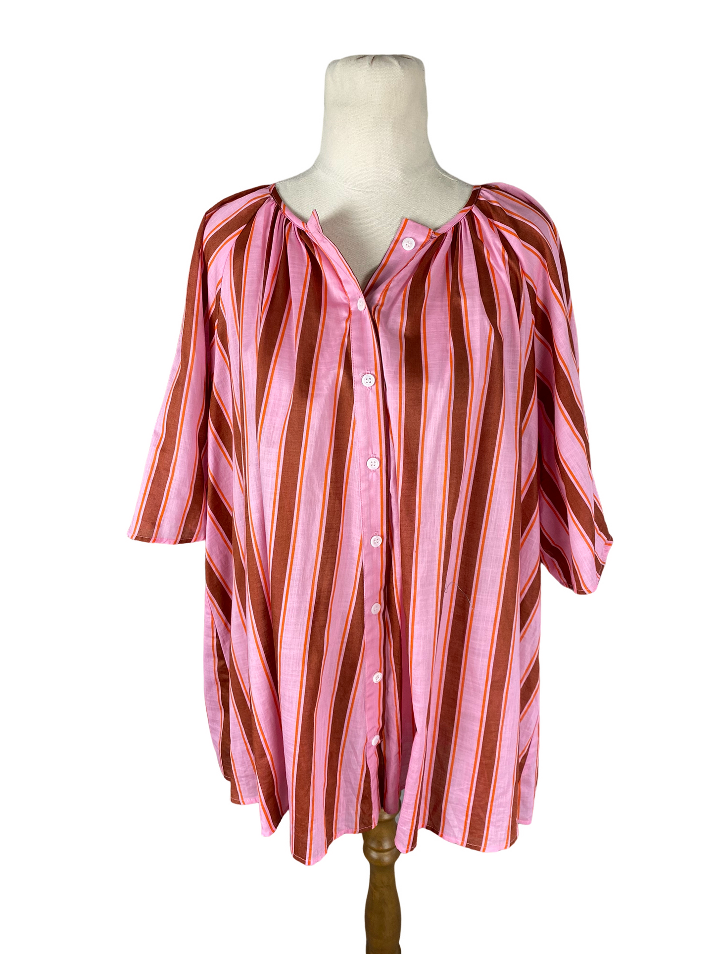 Juliette Hogan pink stripe short sleeve top | size 12