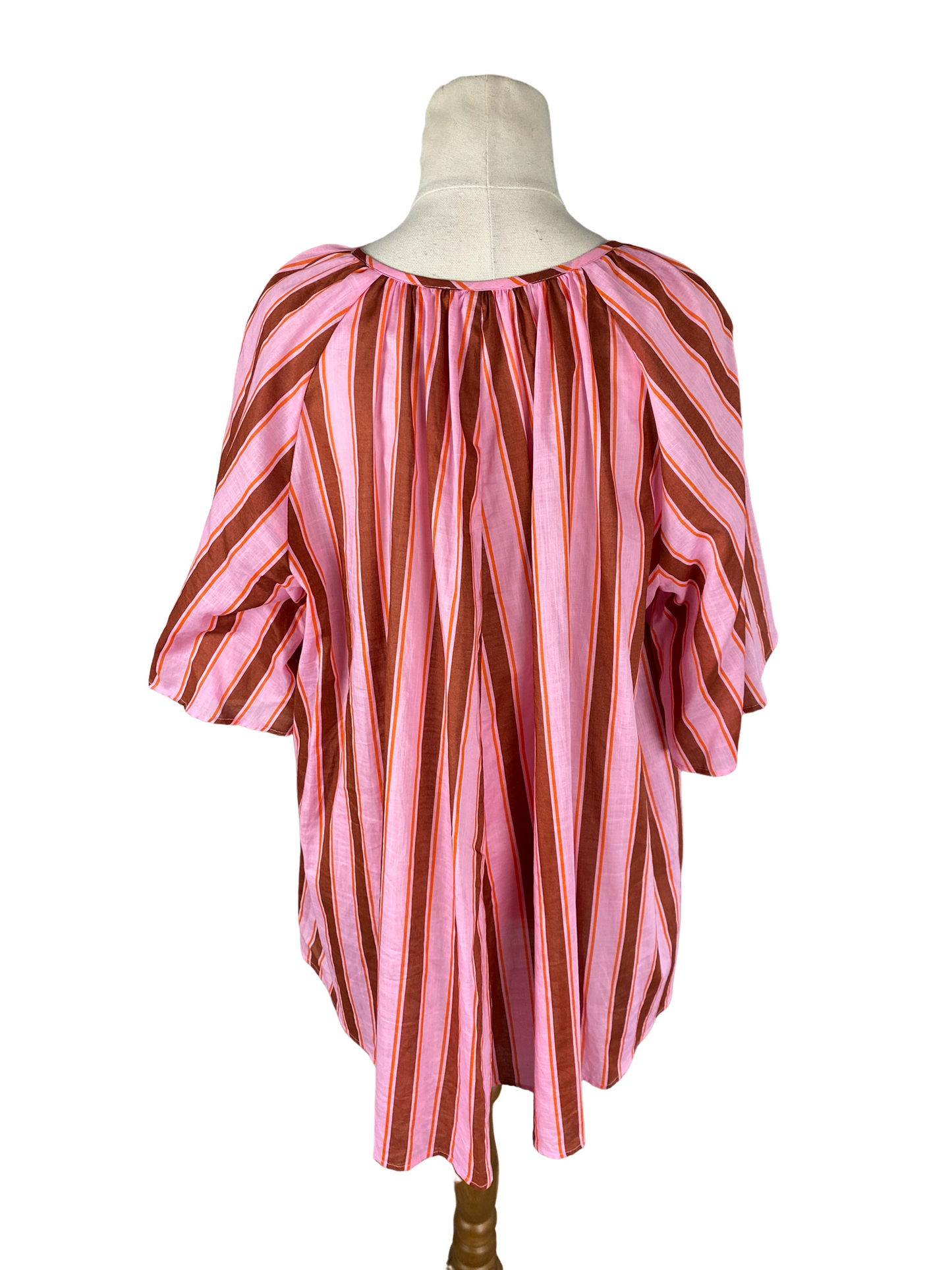 Juliette Hogan pink stripe short sleeve top | size 12