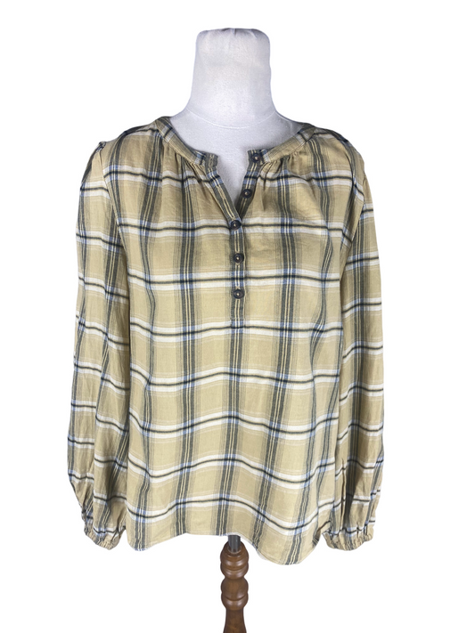 Forever new yellow and black plaid look shirt | size 12