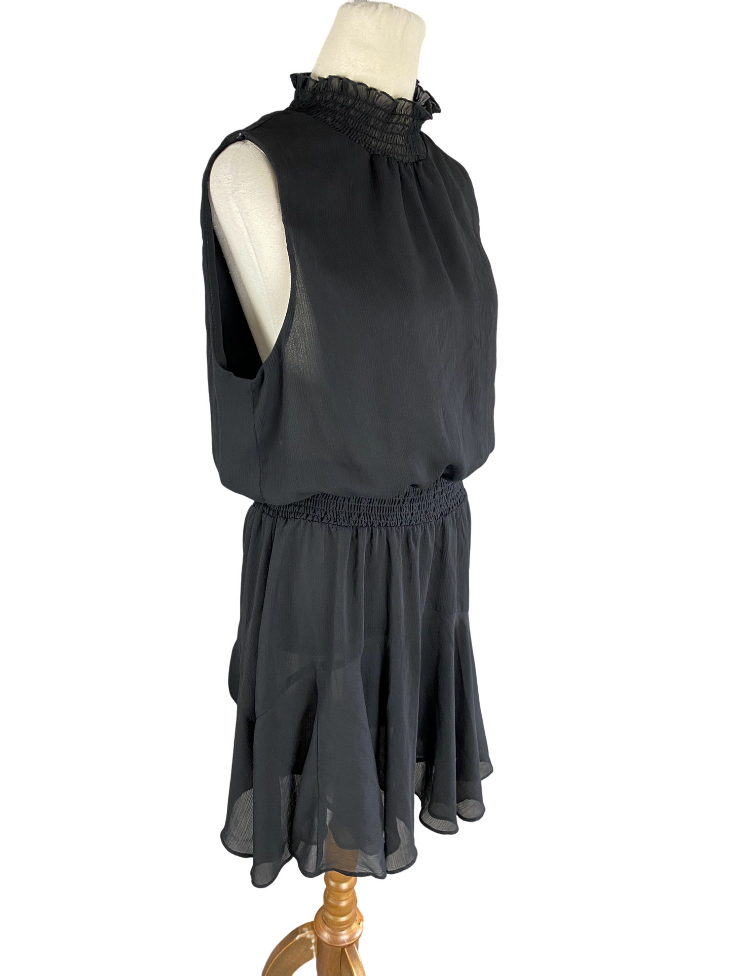 Decjuba black sleeveless frill dress | size 12