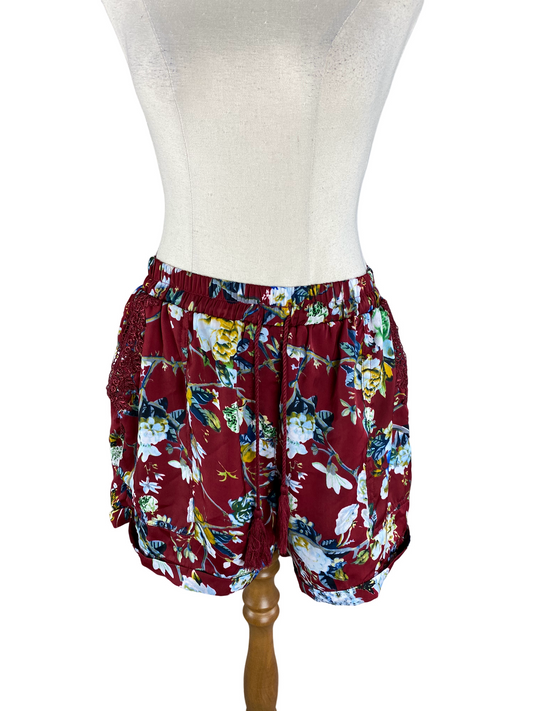 Charlo red floral shorts | size 12