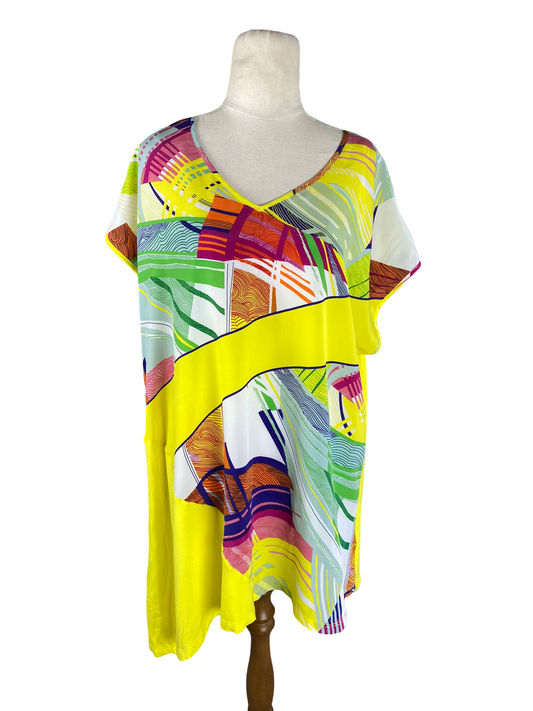 Taking Shape longline asymmetrical yellow pattern top | size medium