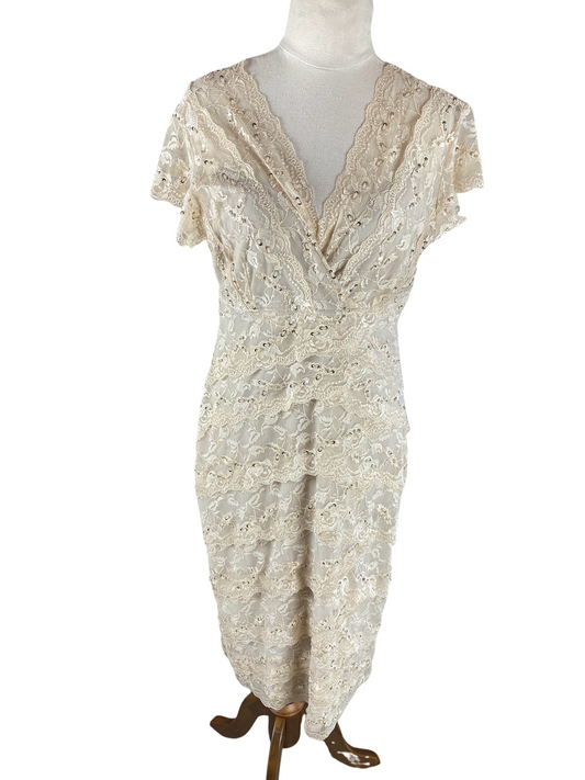 Grace Hill lace + sequin dress | size 12