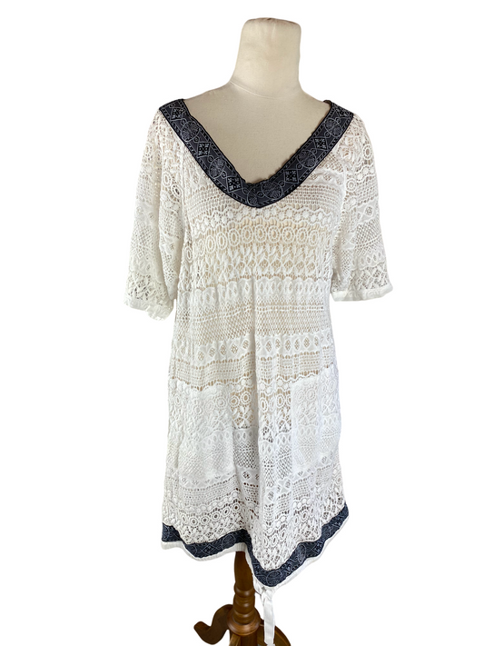 Country Road white lace-look dress/beach slip | size 10-12