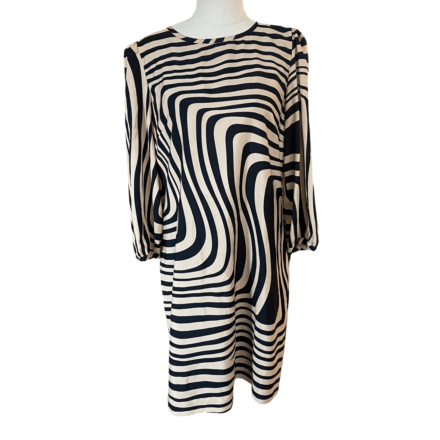 TAHARI Arthur S. Levine black stripe midi dress | size 8