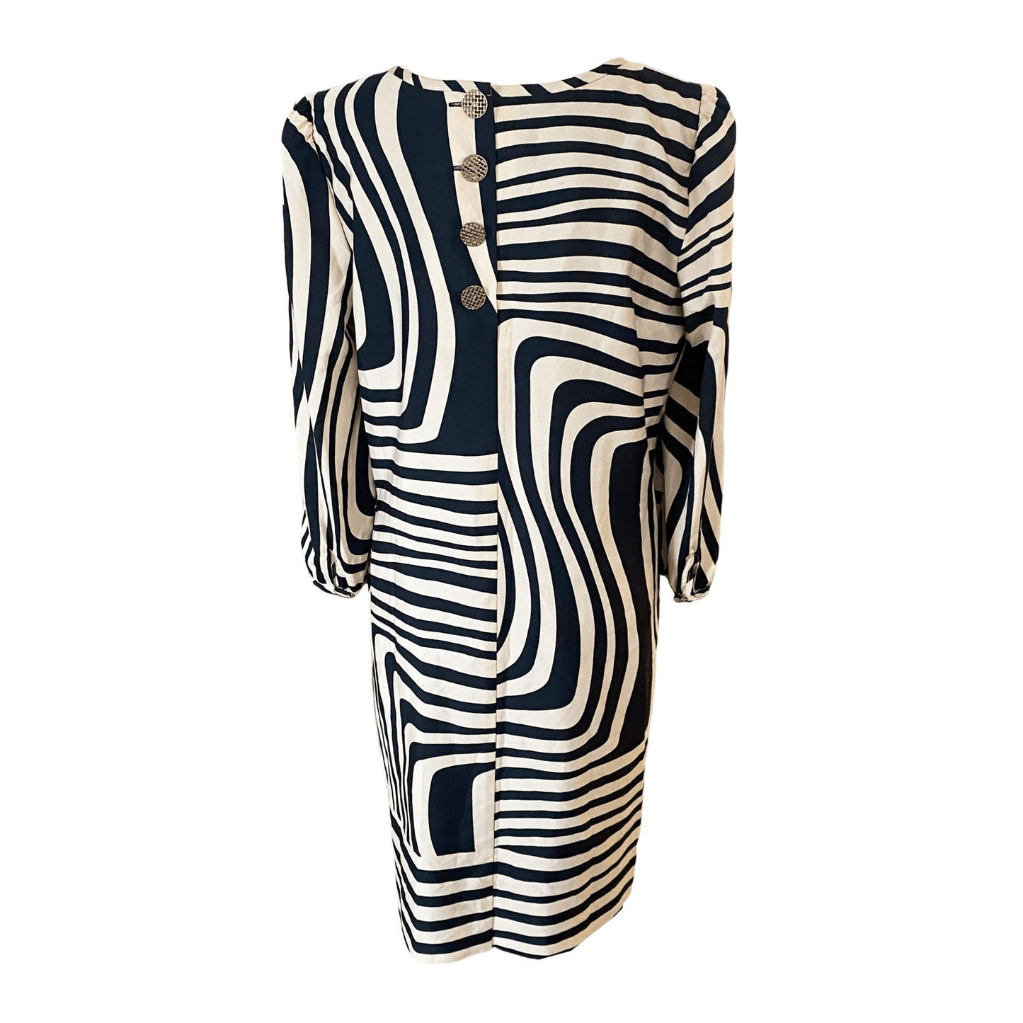 TAHARI Arthur S. Levine black stripe midi dress | size 8