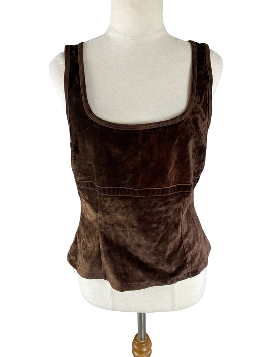 BLOCKOUT Australia velvet look brown sleeveless  top | size 12