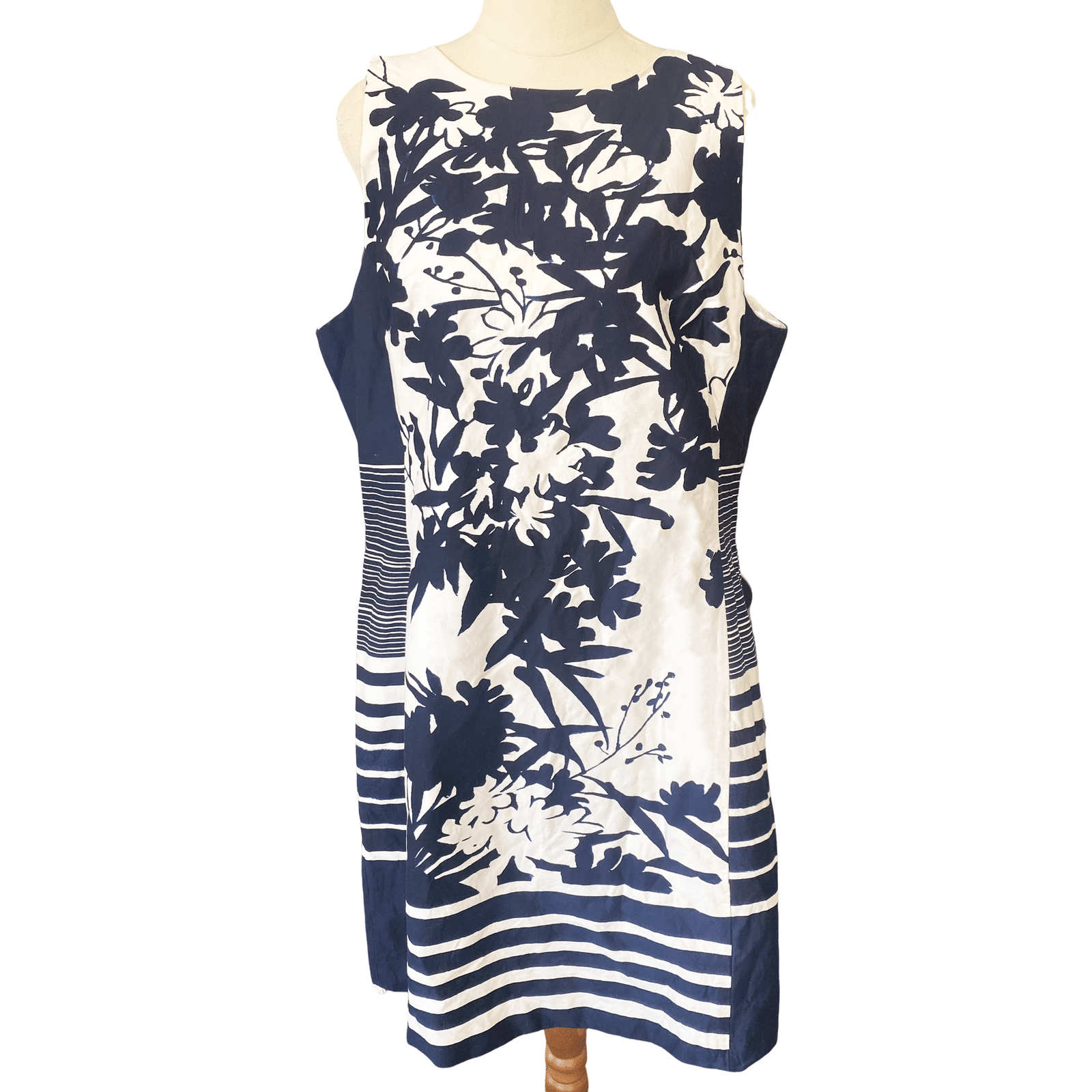 Ralph Lauren navy and white print dress | size 12-14
