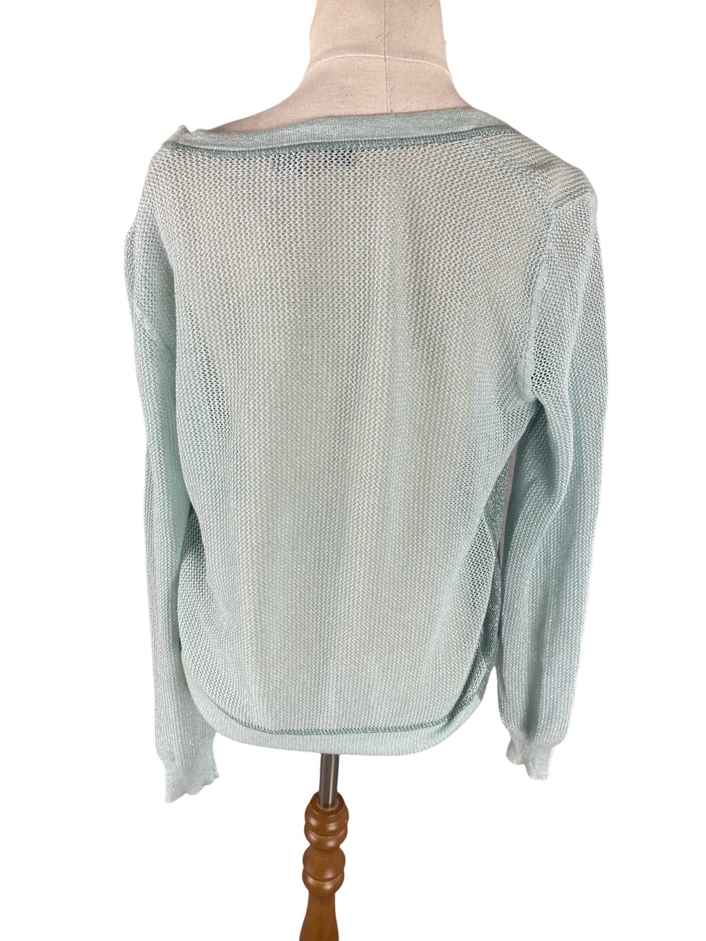 bandolera baby blue with silver shiny detail cardigan | size 12