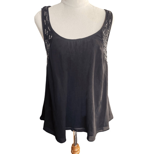 Forever New black sleeveless top with sequins | size 10