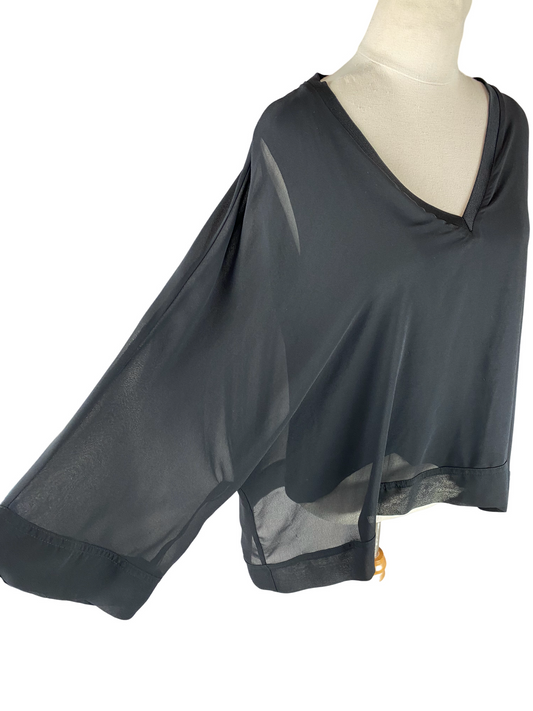 Zara black 3/4 sheer sleeve top | size 12