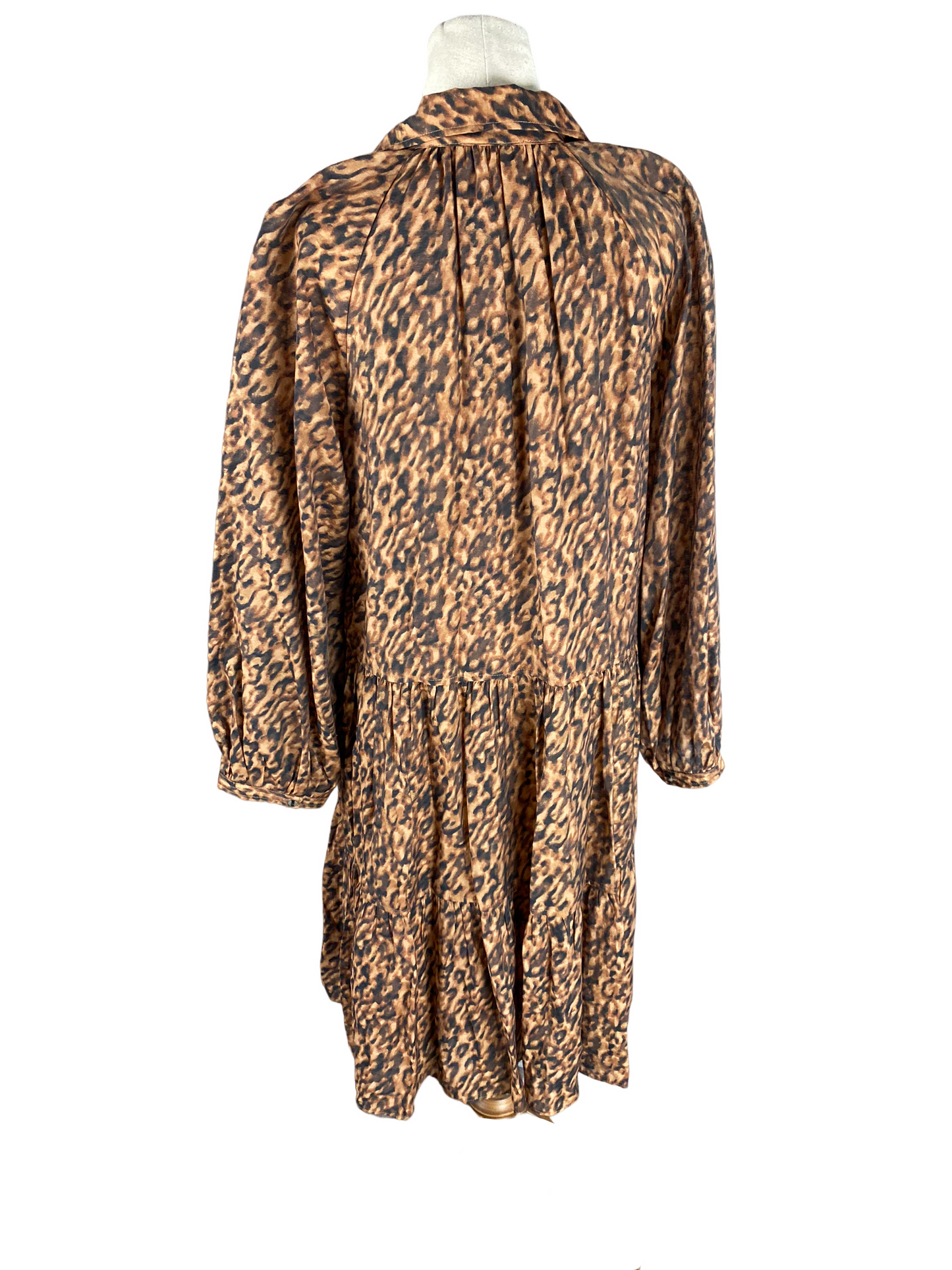 Witchery animal print linen-blend midi dress | size 14